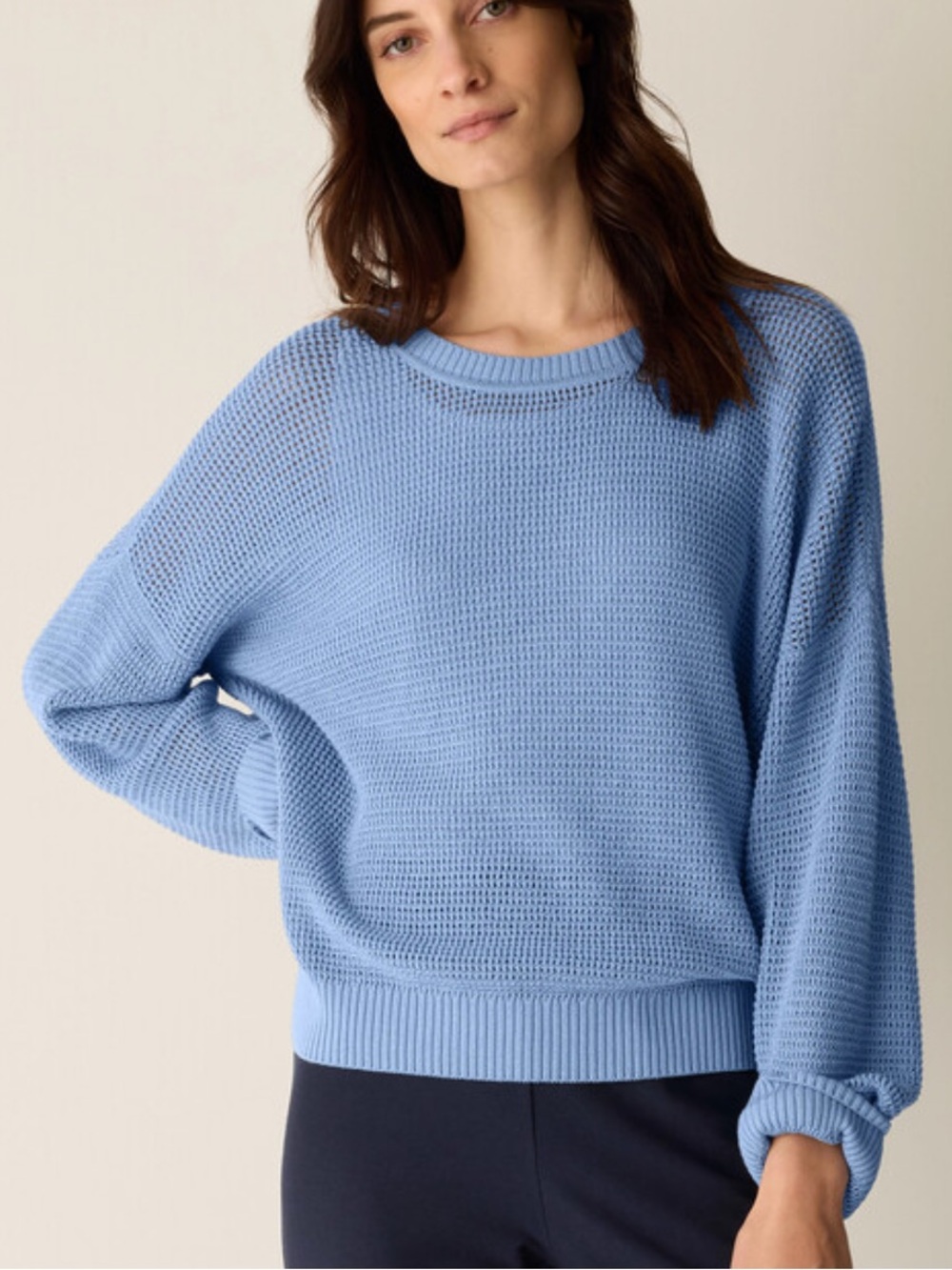 Eileen Fisher Light Blue Relaxed Crewneck Sweater
